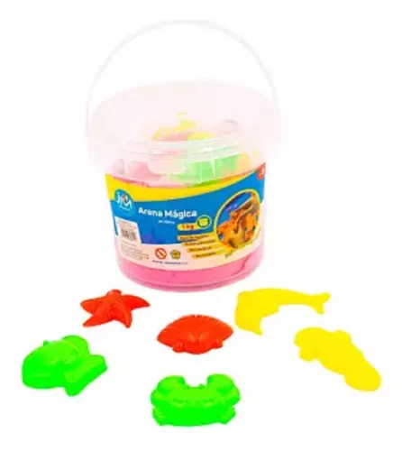 ARENA MÁGICA KINÉTICA POTE 1 KG + MOLDES COLOR VERDE - 2