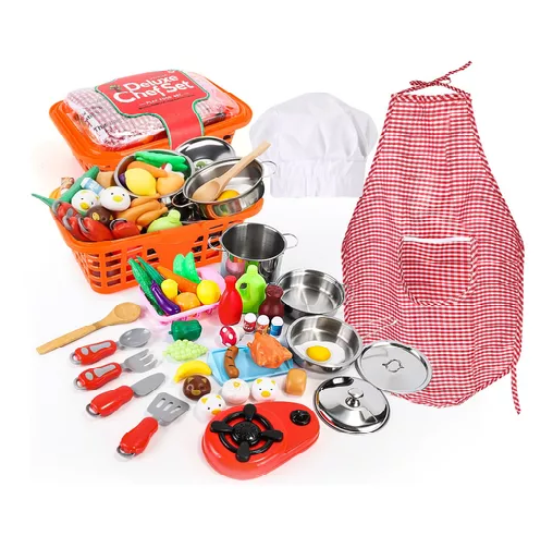 COCINA DE JUGUETES 42 PIEZAS SET KITS Y COMIDAS MULTICOLOR - 1