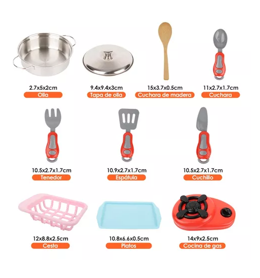 COCINA DE JUGUETES 42 PIEZAS SET KITS Y COMIDAS MULTICOLOR - 7