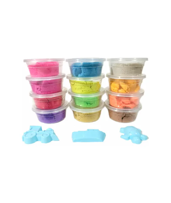 SET DE 12 ARENAS MÁGICAS KINÉTICAS VARIOS COLORES + MOLDES - 2