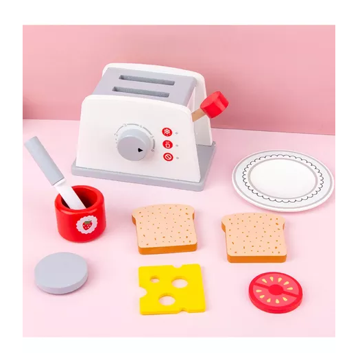 JUGUETE TOSTADORA DE MADERA PARA NIÑOS 9 PIEZAS - 5