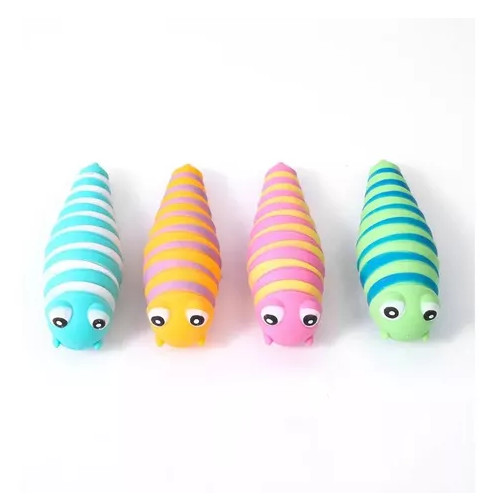 JUGUETE ANTIESTRÉS SQUISHY, GUSANO DE COLORES ULTRA SUAVE - 1