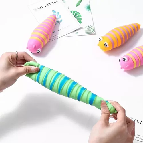JUGUETE ANTIESTRÉS SQUISHY, GUSANO DE COLORES ULTRA SUAVE - 2