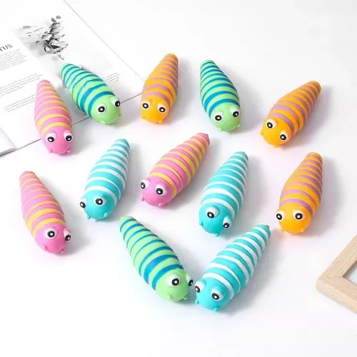 JUGUETE ANTIESTRÉS SQUISHY, GUSANO DE COLORES ULTRA SUAVE - 3