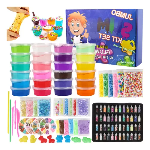 SET DE BRICOLAJE PARA HACER SLIME 120 PIEZAS, 24 COLORES - 1