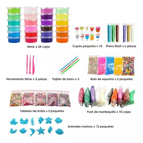 SET DE BRICOLAJE PARA HACER SLIME 120 PIEZAS, 24 COLORES - 2