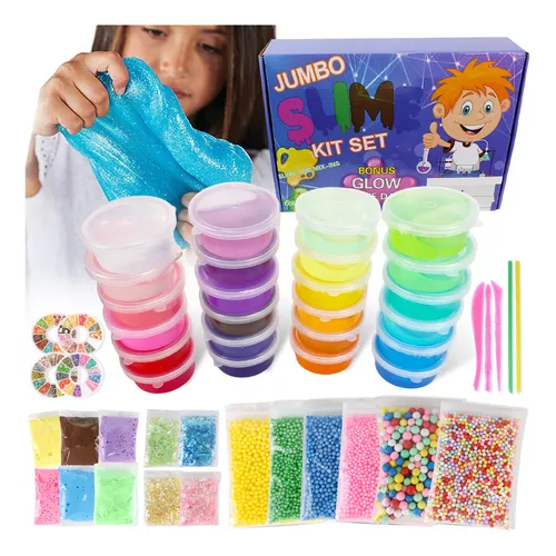 SET DE BRICOLAJE PARA HACER SLIME 120 PIEZAS, 24 COLORES - 3