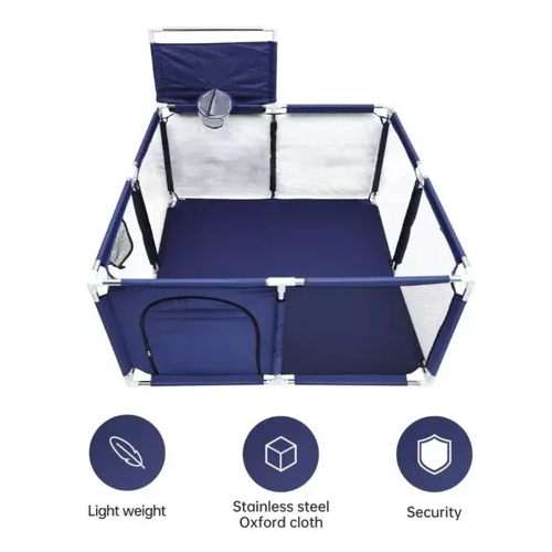CORRAL DE SEGURIDAD PARA BEBÉS CON ARO DE BASKET, 128CM, AZUL - 2