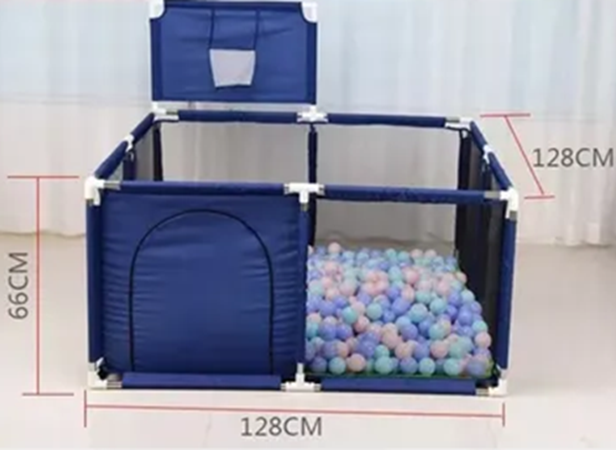 CORRAL DE SEGURIDAD PARA BEBÉS CON ARO DE BASKET, 128CM, AZUL - 3