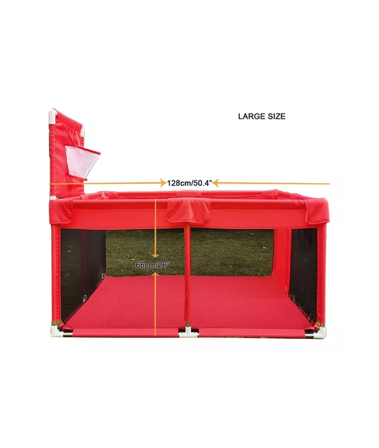 CORRALITO PLEGABLE PARA BEBÉ, CORRAL DE SEGURIDAD, EN COLOR ROJO - 2