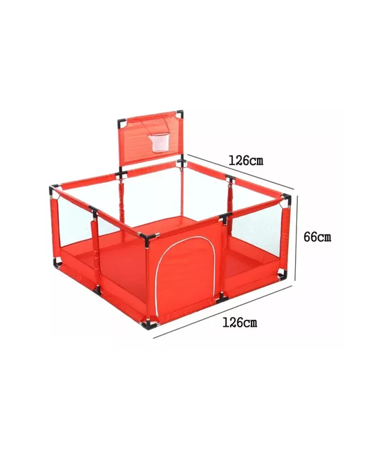 CORRALITO PLEGABLE PARA BEBÉ, CORRAL DE SEGURIDAD, EN COLOR ROJO - 3