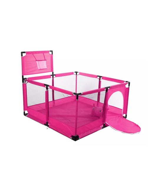 CORRAL DE SEGURIDAD PARA BEBÉS CON ARO DE BASKET, 128CM, ROSA - 1