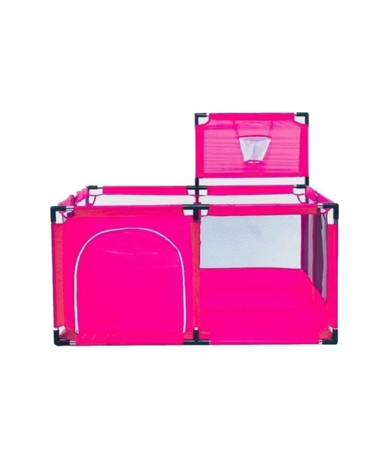 CORRAL DE SEGURIDAD PARA BEBÉS CON ARO DE BASKET, 128CM, ROSA - 2