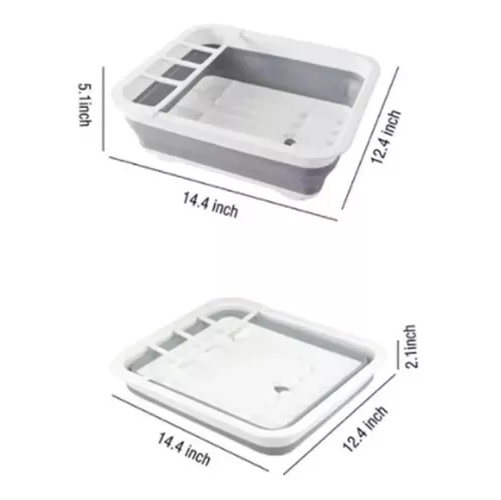 SECADOR DE PLATOS MULTIUSOS, PORTA CUBIERTOS PLEGABLE, COCINA, COLOR EN COLOR BLANCO/GRIS - 2
