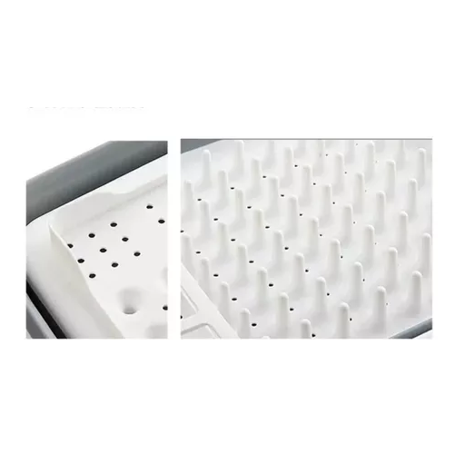 SECADOR DE PLATOS MULTIUSOS, PORTA CUBIERTOS PLEGABLE, COCINA, COLOR EN COLOR BLANCO/GRIS - 4