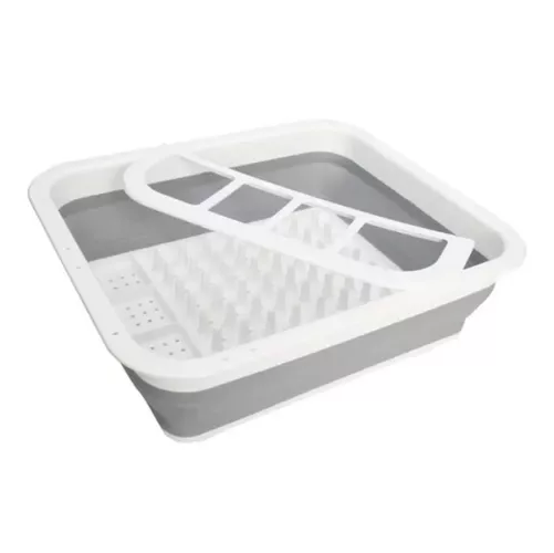 SECADOR DE PLATOS MULTIUSOS, PORTA CUBIERTOS PLEGABLE, COCINA, COLOR EN COLOR BLANCO/GRIS - 5