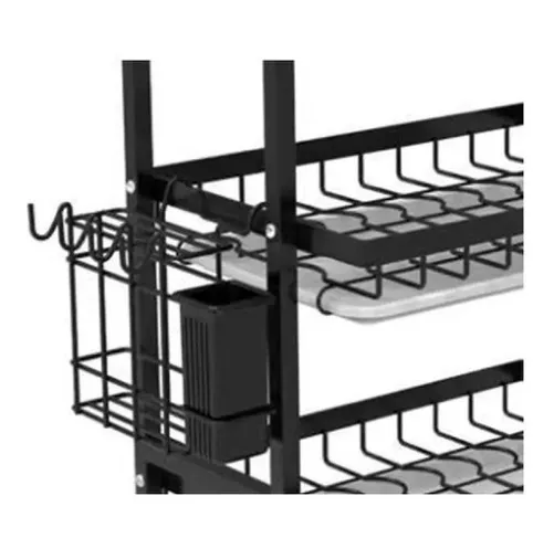 SECADOR ESCURRIDOR DE PLATOS, 3 NIVELES, ORGANIZADOR O2, COLOR EN COLOR NEGRO - 2