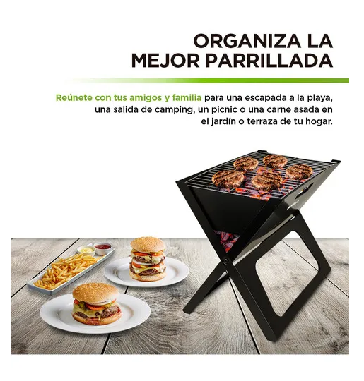 PARRILLERA PLEGABLE DE CARBÓN PORTÁTIL PARA ASADOS COLOR EN COLOR NEGRO - 4