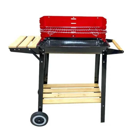 PARRILLA DE ASADO CON RUEDA Y REPISA 85X28X80 CM - 1