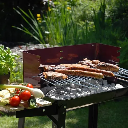 PARRILLA DE ASADO CON RUEDA Y REPISA 85X28X80 CM - 4