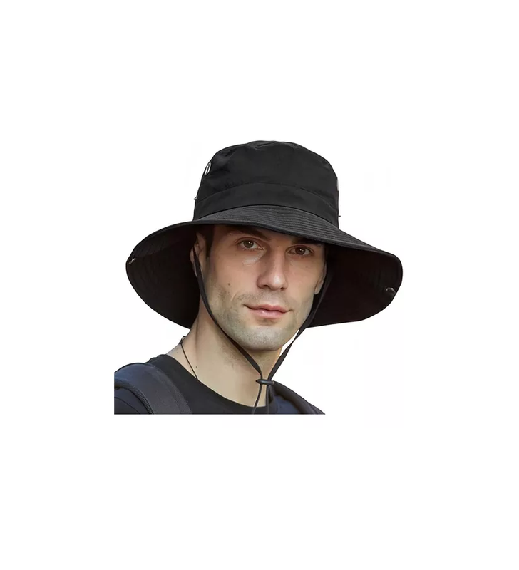 SOMBRERO PESCADOR TREKKING CORDON AJUSTABLE IMPERMEABLE EN COLOR NEGRO - 3