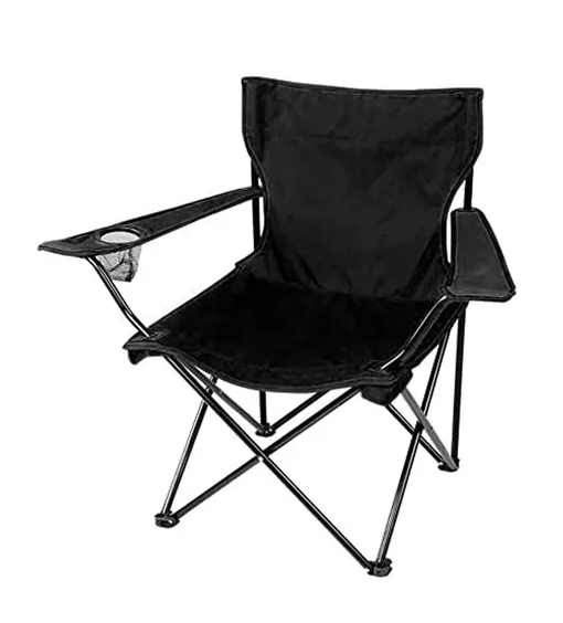 SILLA PLEGABLE CON PORTA VASO COLOR EN COLOR NEGRO - 2