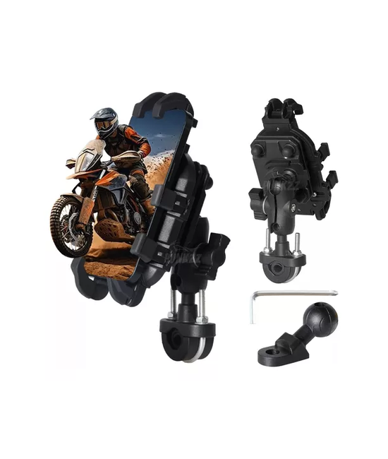 SOPORTE PORTA CELULAR PARA MOTO Y BICICLETA, 360º, CHOQUE, COLOR EN COLOR NEGRO - 1