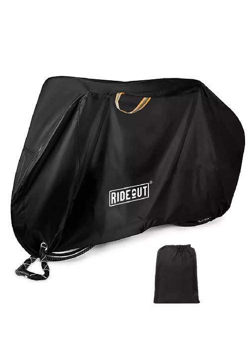 FUNDA CUBRE BICICLETA MOTO CARPA 100% IMPERMEABLE 110X200 CM, EN COLOR NEGRO - 1