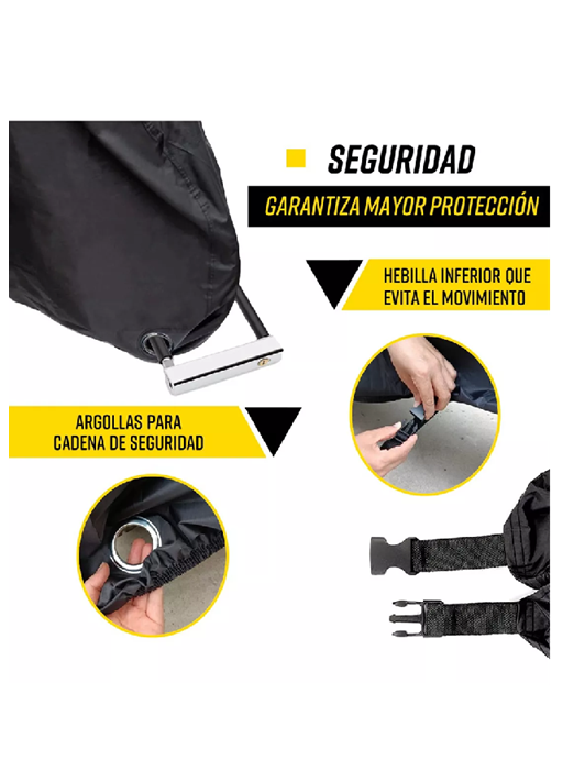 FUNDA CUBRE BICICLETA MOTO CARPA 100% IMPERMEABLE 110X200 CM, EN COLOR NEGRO - 6