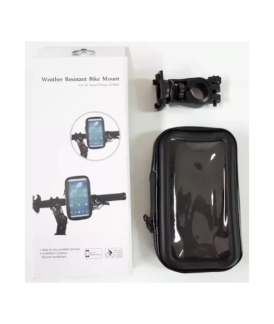 PORTA SOPORTE DE CELULAR PARA BICICLETA Y MOTO, IMPERMEABLE, COLOR EN COLOR NEGRO - 6