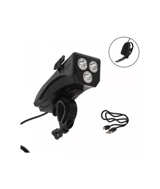 SOPORTE DE TELÉFONO CON LUZ Y BOCINA PARA BICICLETA, COLOR EN COLOR NEGRO - 3