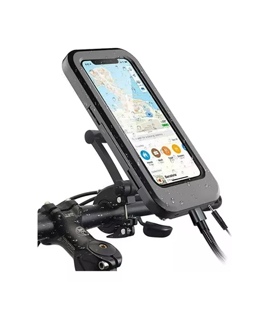 SOPORTE PARA CELULAR IMPERMEABLE PARA BICICLETA Y MOTO, COLOR EN COLOR NEGRO - 1