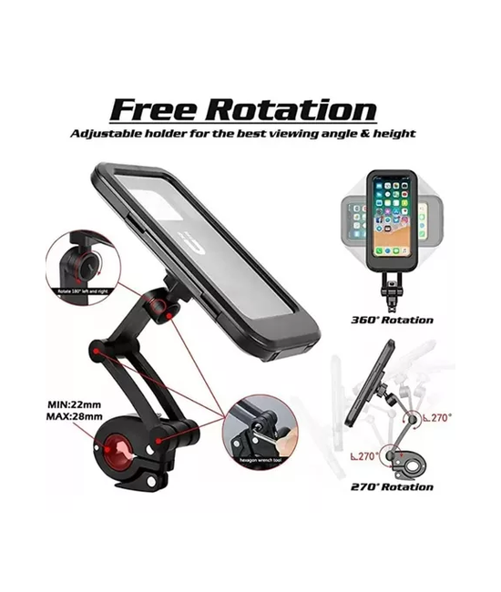 SOPORTE PARA CELULAR IMPERMEABLE PARA BICICLETA Y MOTO, COLOR EN COLOR NEGRO - 2