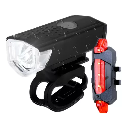 PACK DE 2 LUCES LED PARA BICICLETA, USB, TRASERA Y DELANTERA, FOCO - 1
