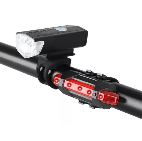 PACK DE 2 LUCES LED PARA BICICLETA, USB, TRASERA Y DELANTERA, FOCO - 3