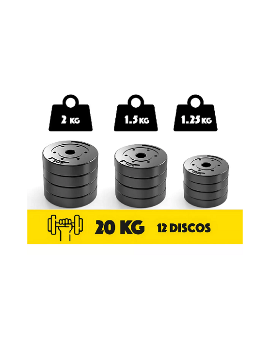 SET DE MANCUERNAS Y BARRA UNIBLES 20KG OVERFIT FITNESS AJUSTABLES - 3