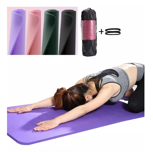 COLCHONETA DE YOGA MAT PARA PILATES, 15 MM, CON CORREA Y BOLSO TRANSPORTE - 2