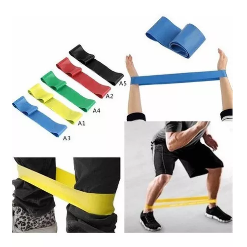 BANDA ELÁSTICA PARA EJERCICIOS DE YOGA, RESISTENCIA, 5 PIEZAS CON BOLSO DE TRANSPORTE - 6