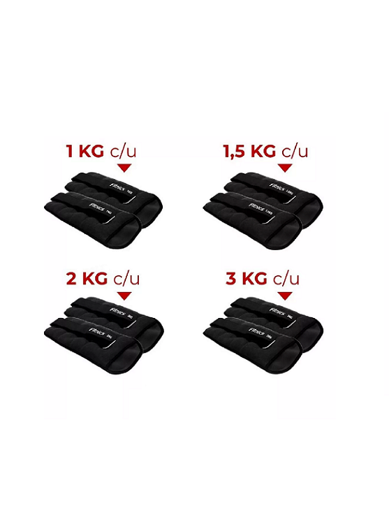 SET DE 2 PESAS DE TOBILLO MUÑECA TOBILLERA 2KG CADA UNA TOTAL 4KG EN COLOR NEGRO - 5