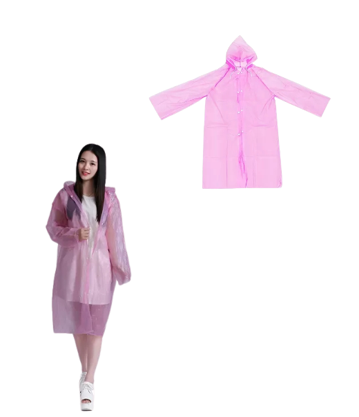CAPA PARA LLUVIA PONCHO IMPERMEABLE ADULTO, COLOR ROSA - 4