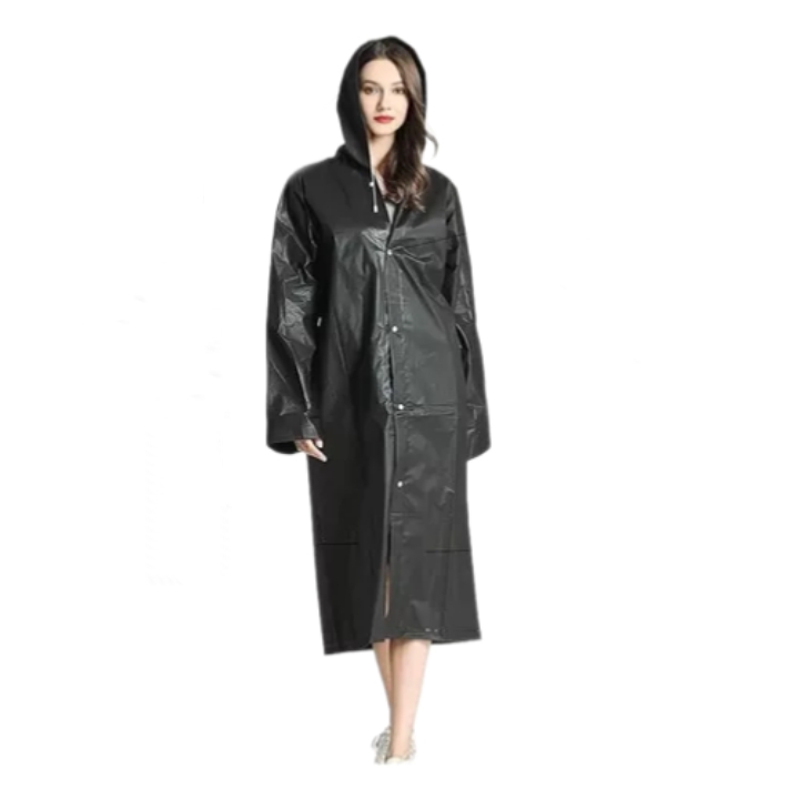 PORTÁTIL CAPA PONCHO PARA LA LLUVIA 100% IMPERMEABLE DURO 2P, EN COLOR NEGRO - 1