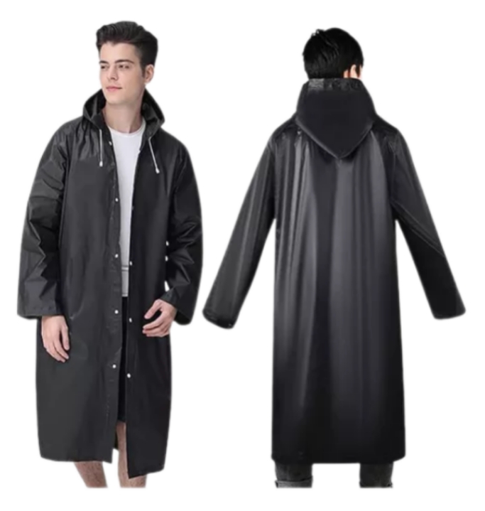 PORTÁTIL CAPA PONCHO PARA LA LLUVIA 100% IMPERMEABLE DURO 2P, EN COLOR NEGRO - 2