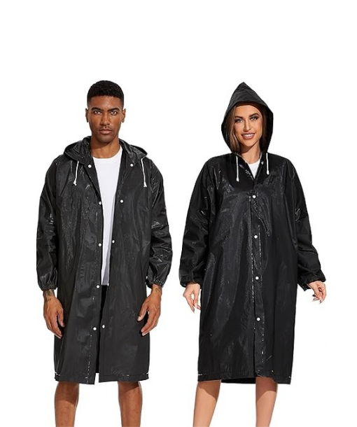PONCHO IMPERMEABLE PORTÁTIL CON CAPUCHA, REUTILIZABLE, COLOR EN COLOR NEGRO - 4