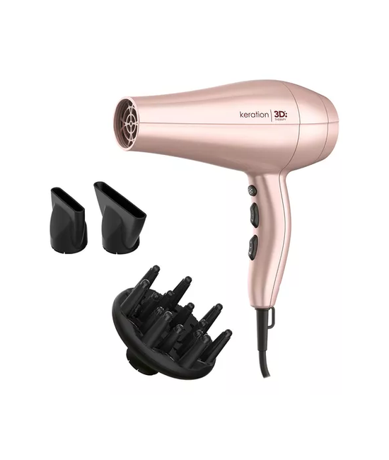 SECADOR DE PELO GAMA DIVA 3D KERATION ULTRA ION PROFESIONAL, COLOR ROSA GOLD - 4