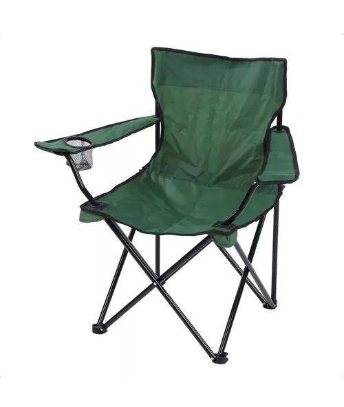 SILLA PLEGABLE DE PLAYA CAMPING CON BOLSO DE PORTA VASOS VERDE - 1