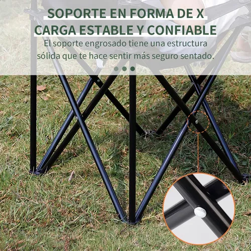 SILLA PLEGABLE DE PLAYA CAMPING CON BOLSO DE PORTA VASOS VERDE - 5