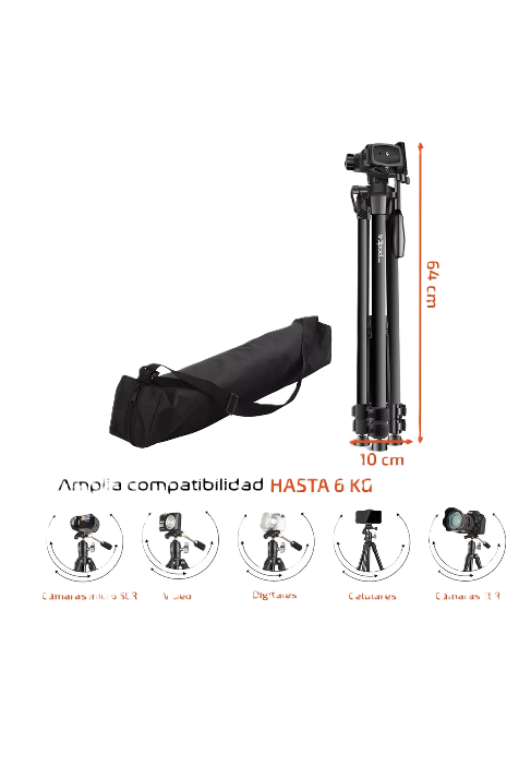 TRÍPODE CÁMARA CELULAR VIDEO TR3POD AJUSTABLE Y ADAPTADOR, CELULAR - 4