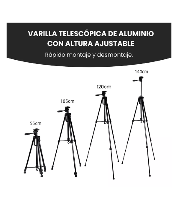 TRÍPODE PROFESIONAL PARA CÁMARA, CELULAR, VIDEO - 4
