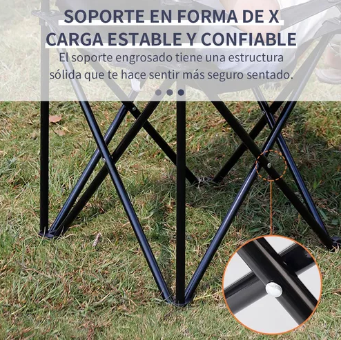 SILLA PLEGABLE DE PLAYA CAMPING CON BOLSO DE PORTA VASOS AZUL - 6