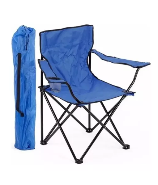 SILLA PLEGABLE CON PORTA VASO COLOR CELESTE - 2